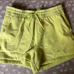 Yellow Lululemon sweat shorts